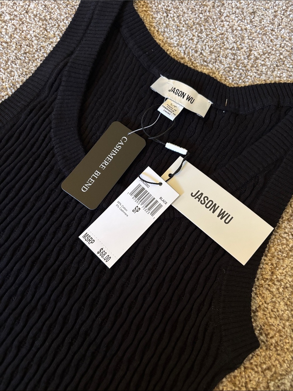 Jason Wu Black Textured Ribbed Tank - Picture 5 of 6